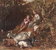 paulus potter, Landscape with Shepherdess and Shepherd Playing Flute